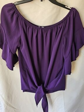 Tie-Front Blouse in Rich Purple